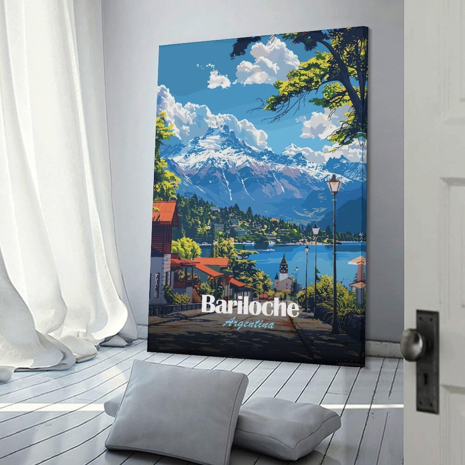 Junmoney Bariloche, Argentina Landscape Home Decor Wall Art 24x36inch(60x90cm), for Office, Study Or Home Workspace, Home Office Artwork with Decorative Appeal