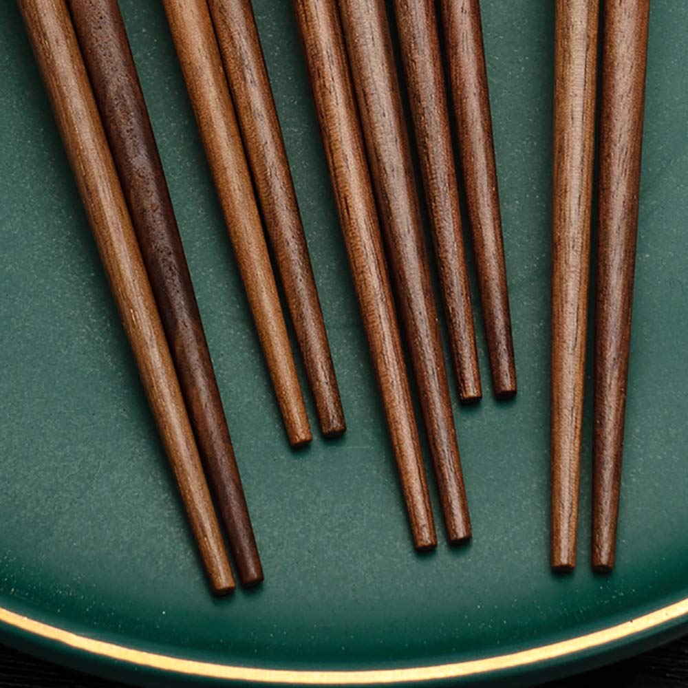 Chinesische Essstäbchen, japanische Sushi-Essstäbchen, 5 Paar, Essstäbchen aus Holz, wiederverwendbar, natürliche Essstäbchen, waschbare Essstäbchen, Essstäbchen, Geschirr-Set, modernes Design (natürl