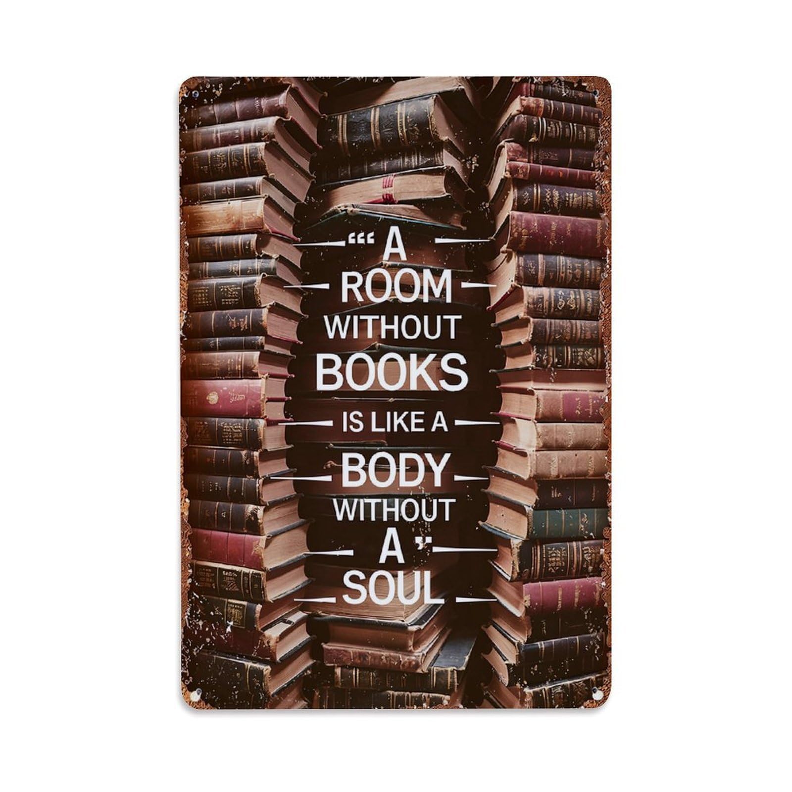 Jdfenggu Vintage Room Without Books Soul Retro Metal Tin Sign, Metal Poster For Bar, Home, Man Cave, Kitchen, Laundry Room Art Decor 8X12 Inch