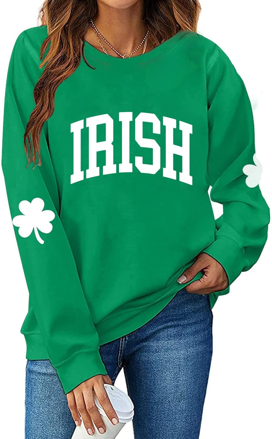 Muhuyi St. Patrick's Day Sweatshirt for Women Lucky Shamrock Long Sleeve Irish Shirt Ireland Pullover Tops