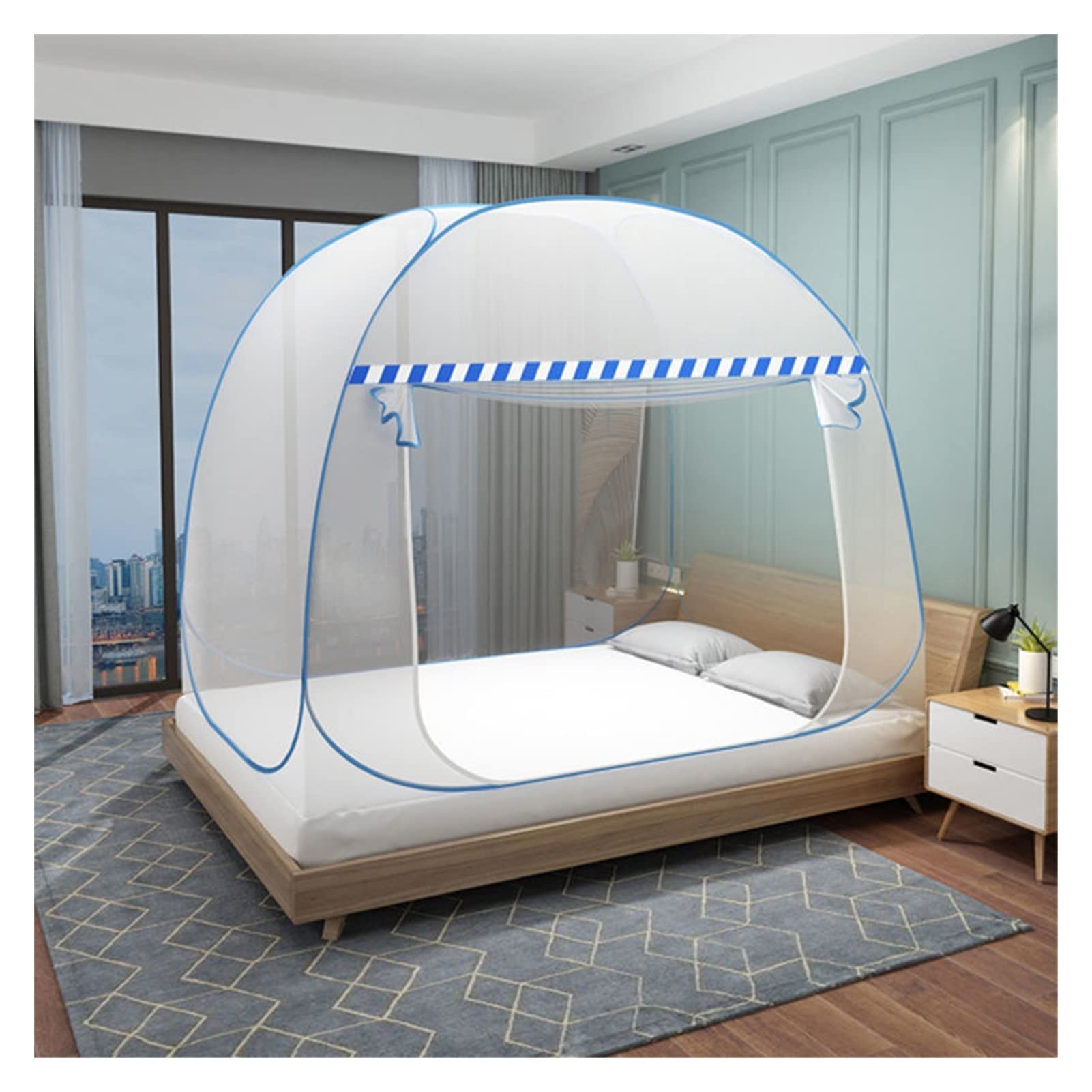 DXTFDHB Pop Up Bed Net Tent Bed Canopy for Bedroom and Outdoor Trip,Easy to Install and Wash for Twin to King Size Bed(E,1.2m x 1.9m x 1.5m)