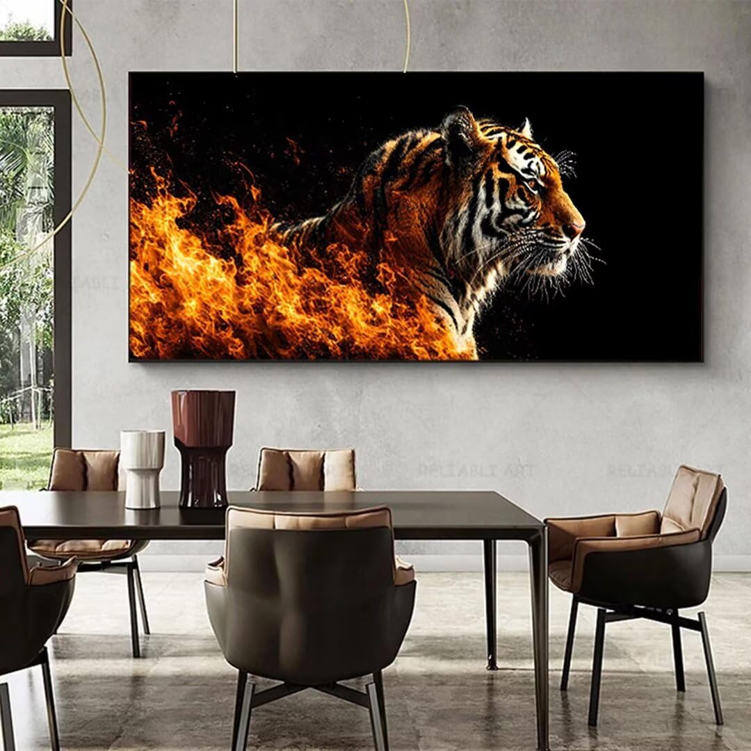 Wanziho Tier DIY Malen Nach Zahlen Erwachsene Tiger Malen Nach Zahlen Bild, Malen-Nach-Zahlen Erwachsene Groß DIY ölgemäLde Kit für Anfänger, Knitterfreie Leinwand 60x120cm (Ohne Rahmen) 1-v