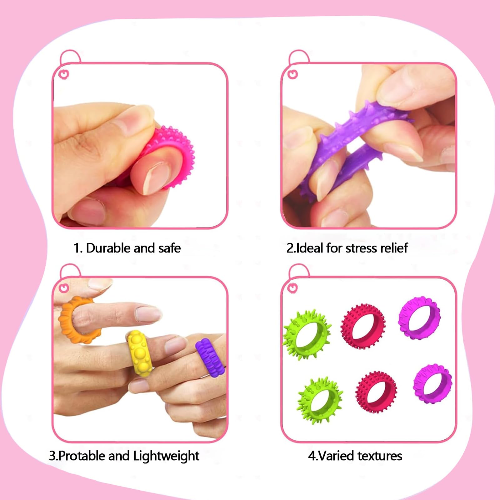 12 Anelli Sensoriali In Silicone: Giocattoli Fidget Per Autismo E ADHD, Antistress Silenziosi Per Bambini E Adulti