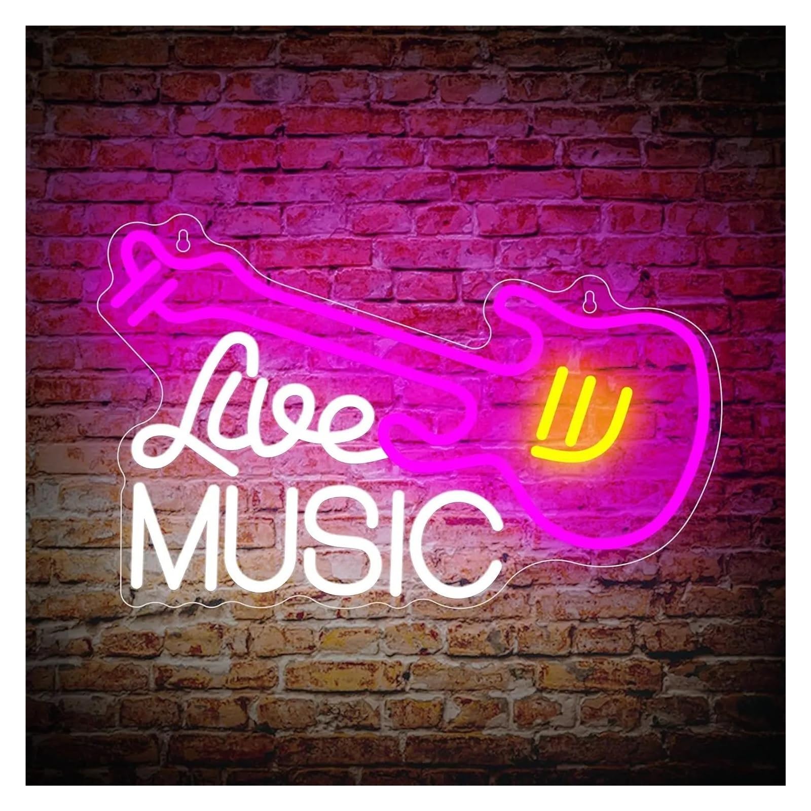 LEMST Sign Lamp Guitar Neon Sign, USB Powered for Bedroom Art Wall Music Studio Bar Wedding Party Decor 24.9cmх39.5cm