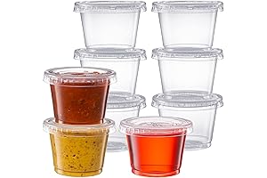Pantry Value - 1 oz Clear Mini Sauce Containers with Lids |...