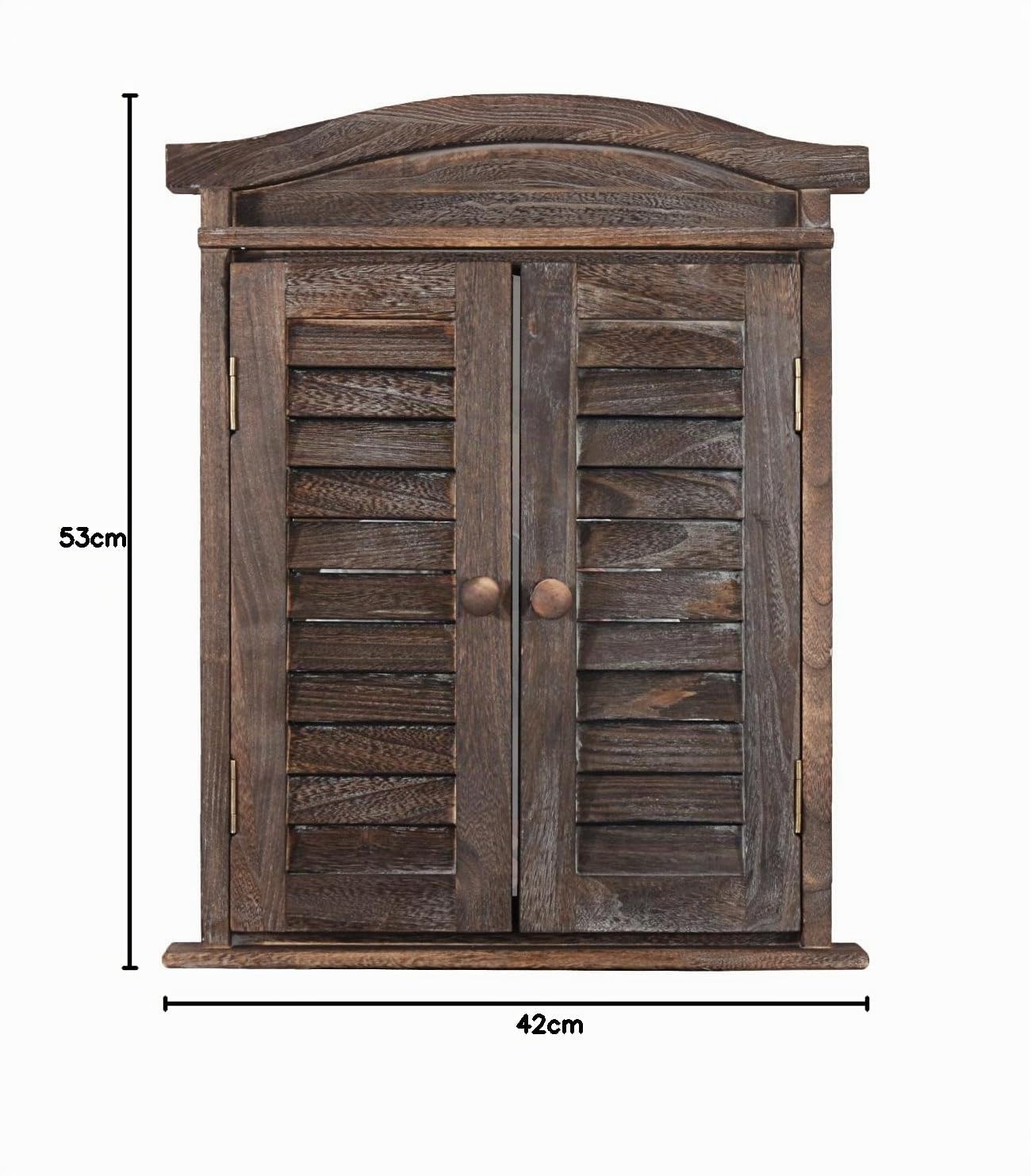 Espejo de pared con postigos, madera, Braun Shabby, 5cm l x 42cm b x 53cm h