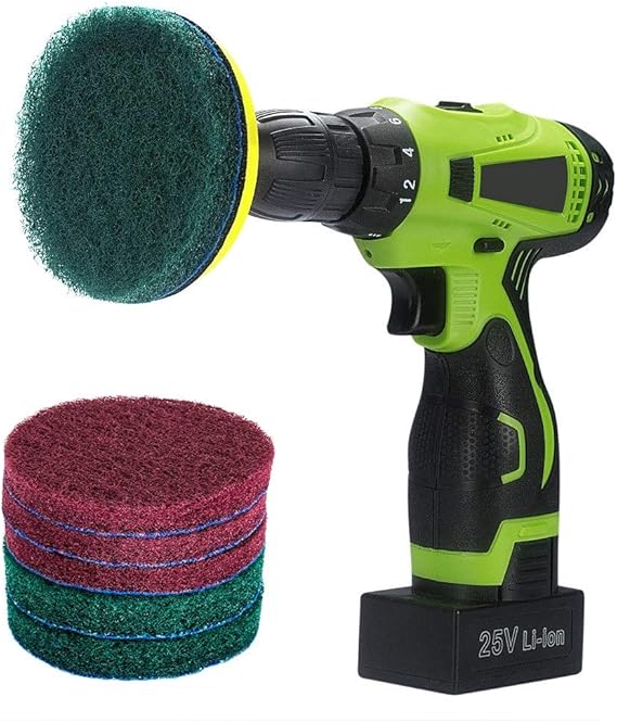 Kichwit 4 Inch Drill Power Scrubber Scouring Pads Cleaning Kit