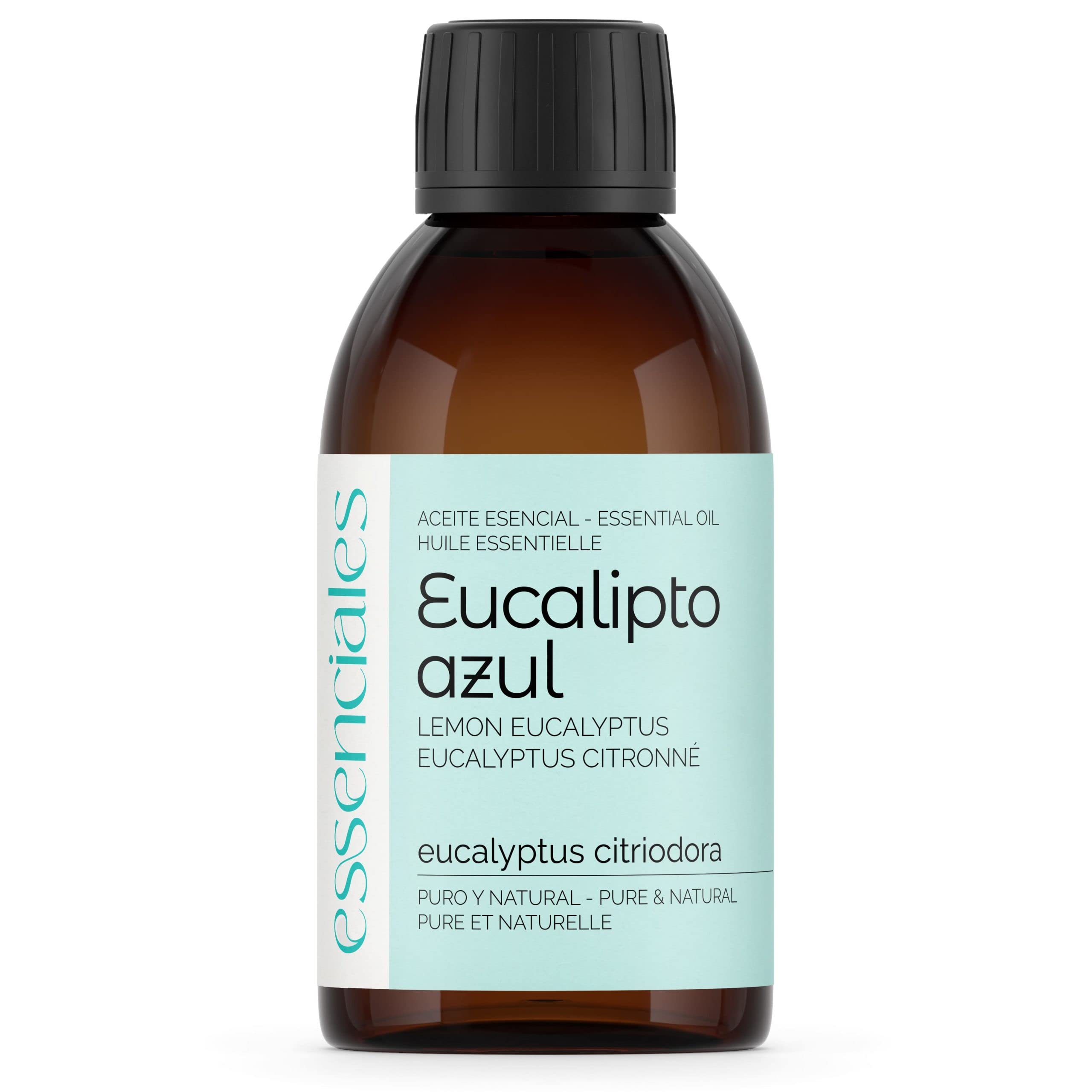 ESSENCIALES Aceite Esencial de Eucalipto Azul 200 ml – 100% Puro y Natural – Aroma Fresco para Difusor, Humidificador y Aromaterapia