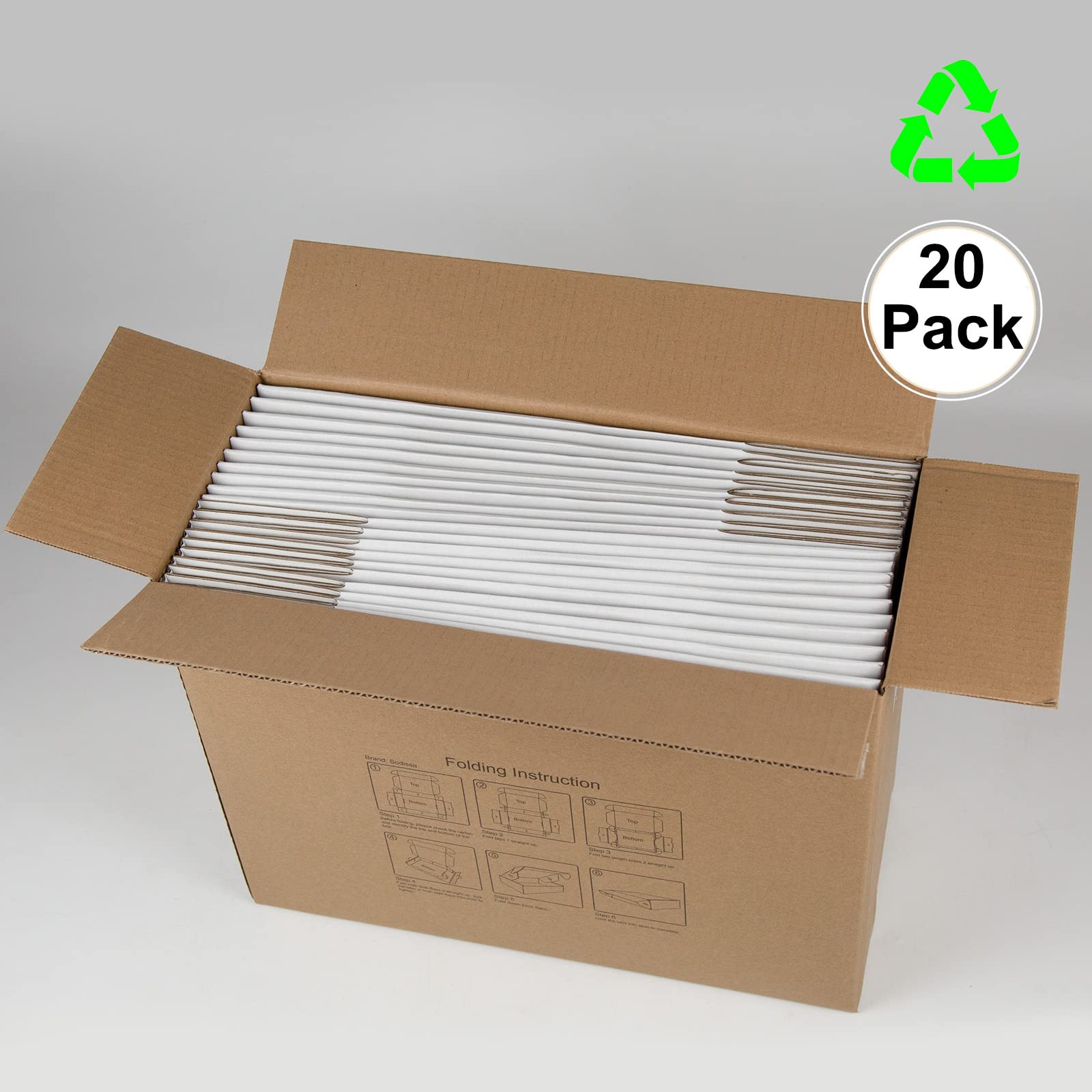 Cajas De Envío Pulgadas, Paquete 20, Cartón Corrugado , Correo Medianas Para Embalaje Pequeñas Empresas, Blanco, 12 X 9 4