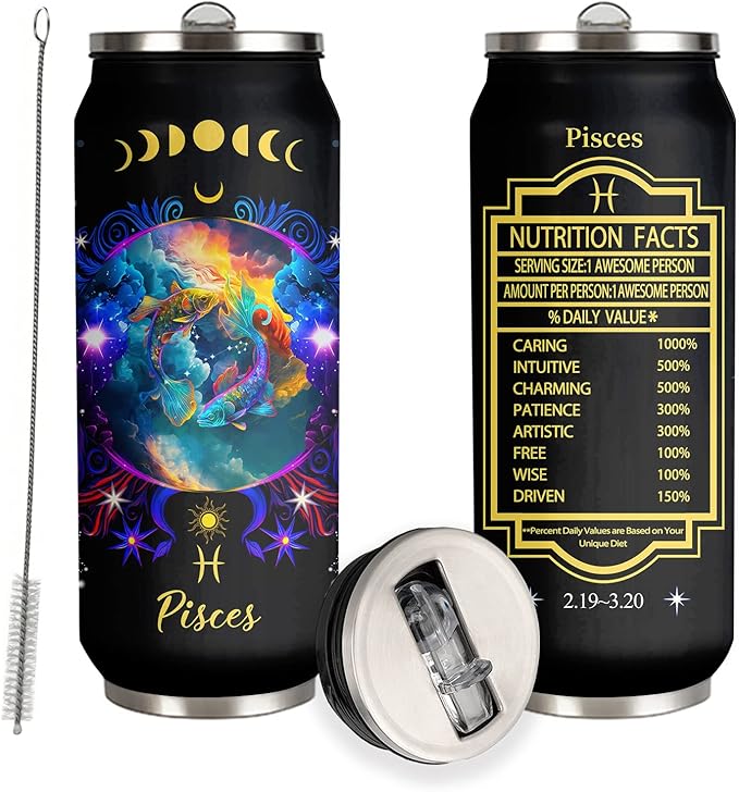 Pisces Zodiac Stainless Steel Tumbler With Straw Lid - 17 Oz