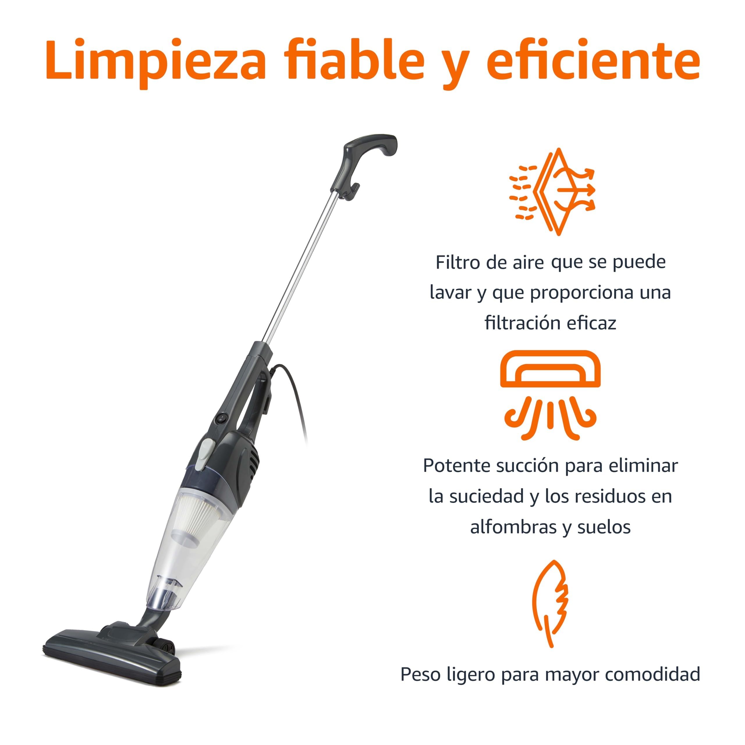 Amazon Basics Aspirador de barra, dispositivo 2 en 1 con cable, motor ECO, filtro Reemplazable, bajo peso, Negro