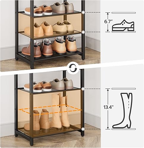 Miniatura 5 de HOOBRO Zapatero de 10 niveles, organizador estrecho de almacenamiento de zapatos con 9 estantes de metal, capacidad para 18-27 pares de zapatos,