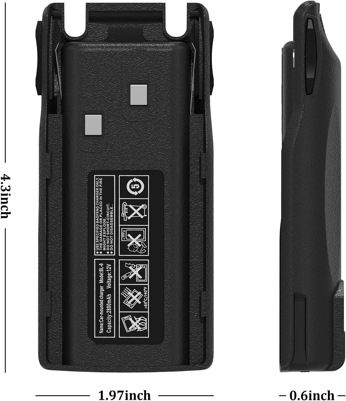 BAOFENG UV-82HP Battery USB-C Charger BL-8 2800mAh Li-ion Replacement High Capacity Battery for Walkie Talkie UV-82 UV-82L UV-82C UV-89 UV-8D UV-82HPL