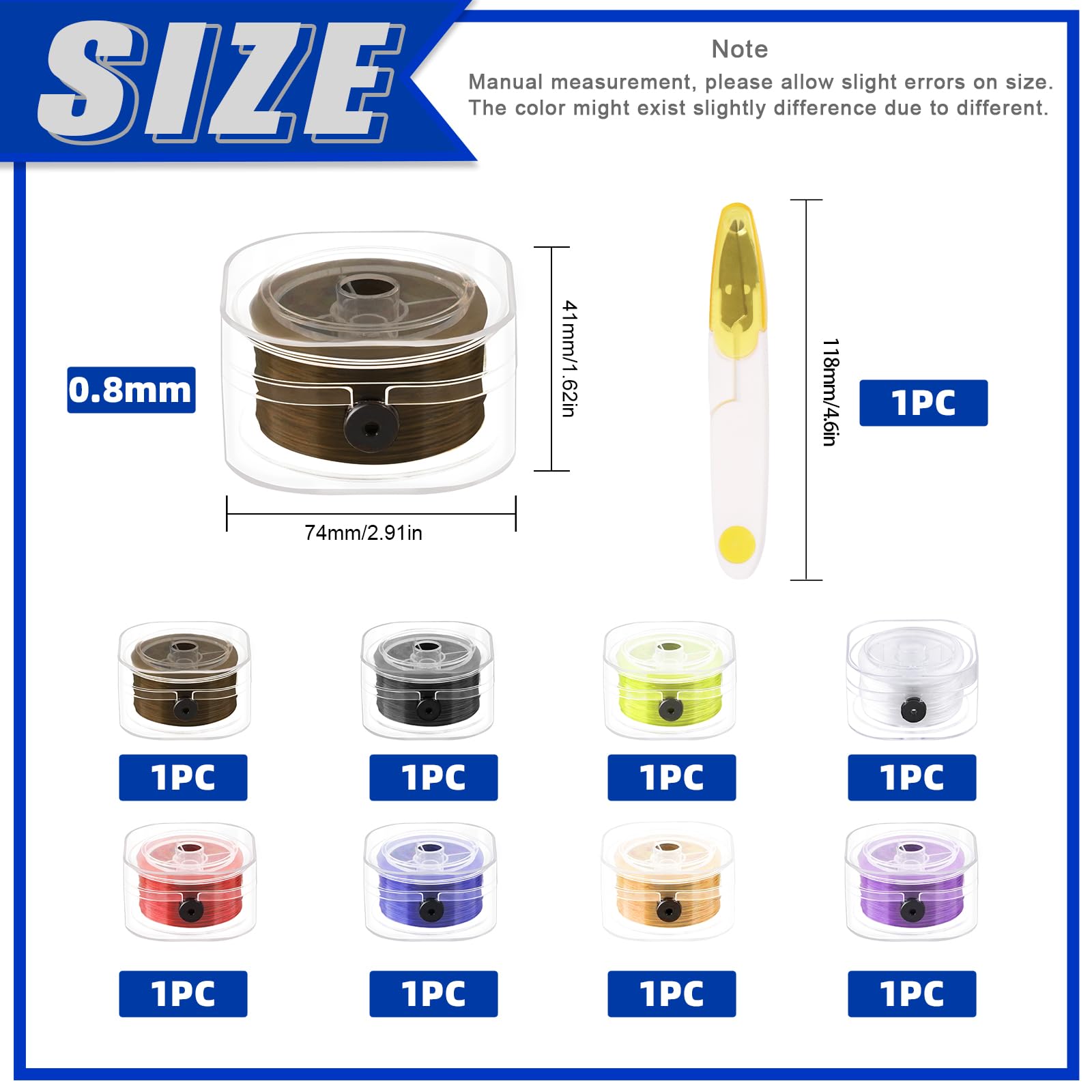 Glarks 8 Rouleaux 0.8mm Stretch Bracelet String String Set, 8