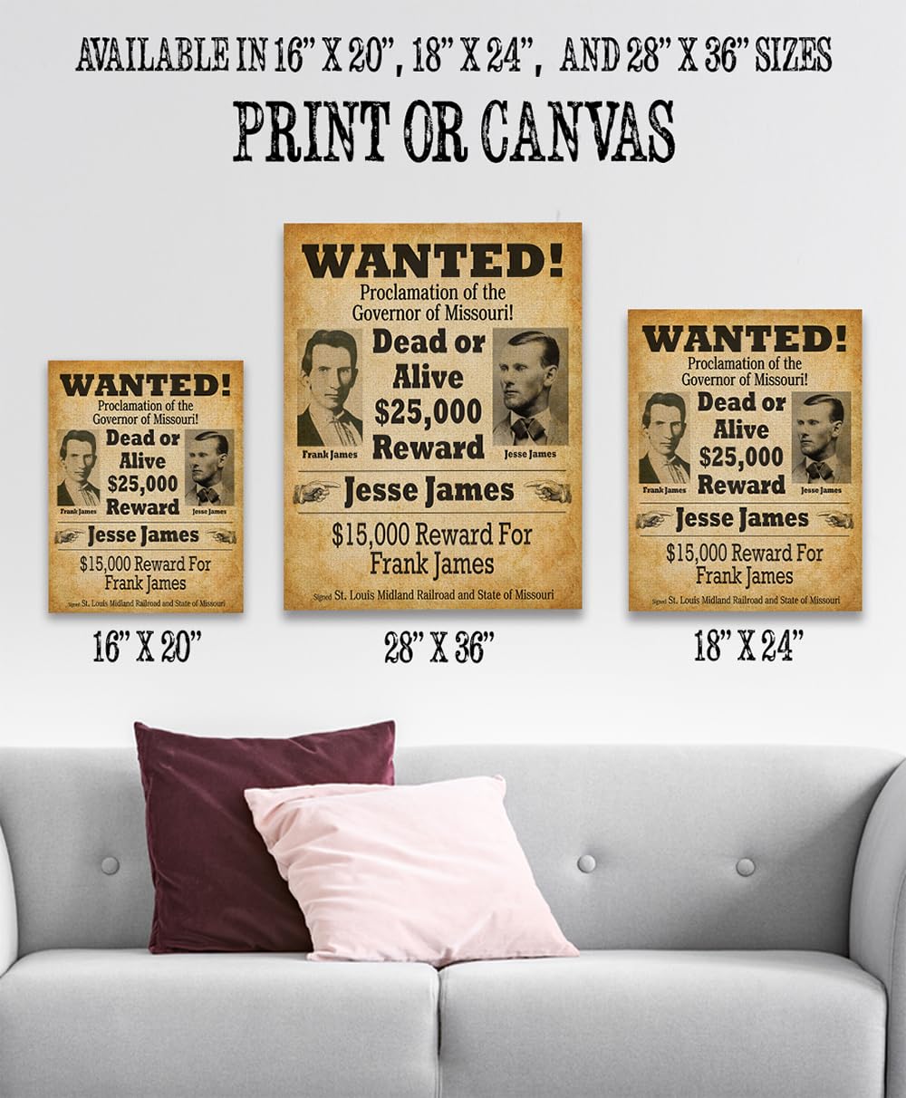 Amazon.com: Jesse James Wanted Sign Vintage 18x24 Unframed Poster