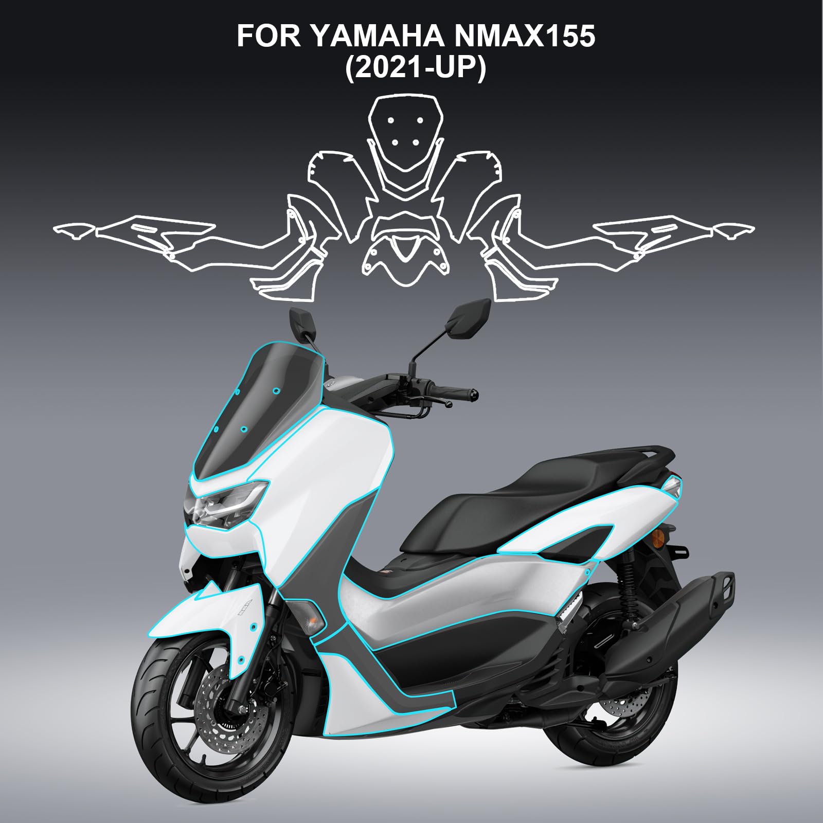 für Yamaha NMAX 155 NMAX 125 2021 2022 2023 2024 Tachoschutzfolie Displayschutzfolie TPU PPF Folie Schutzfolie Transparent Schutzfolie Zubehör Kompletter Satz mit 19 Teilen