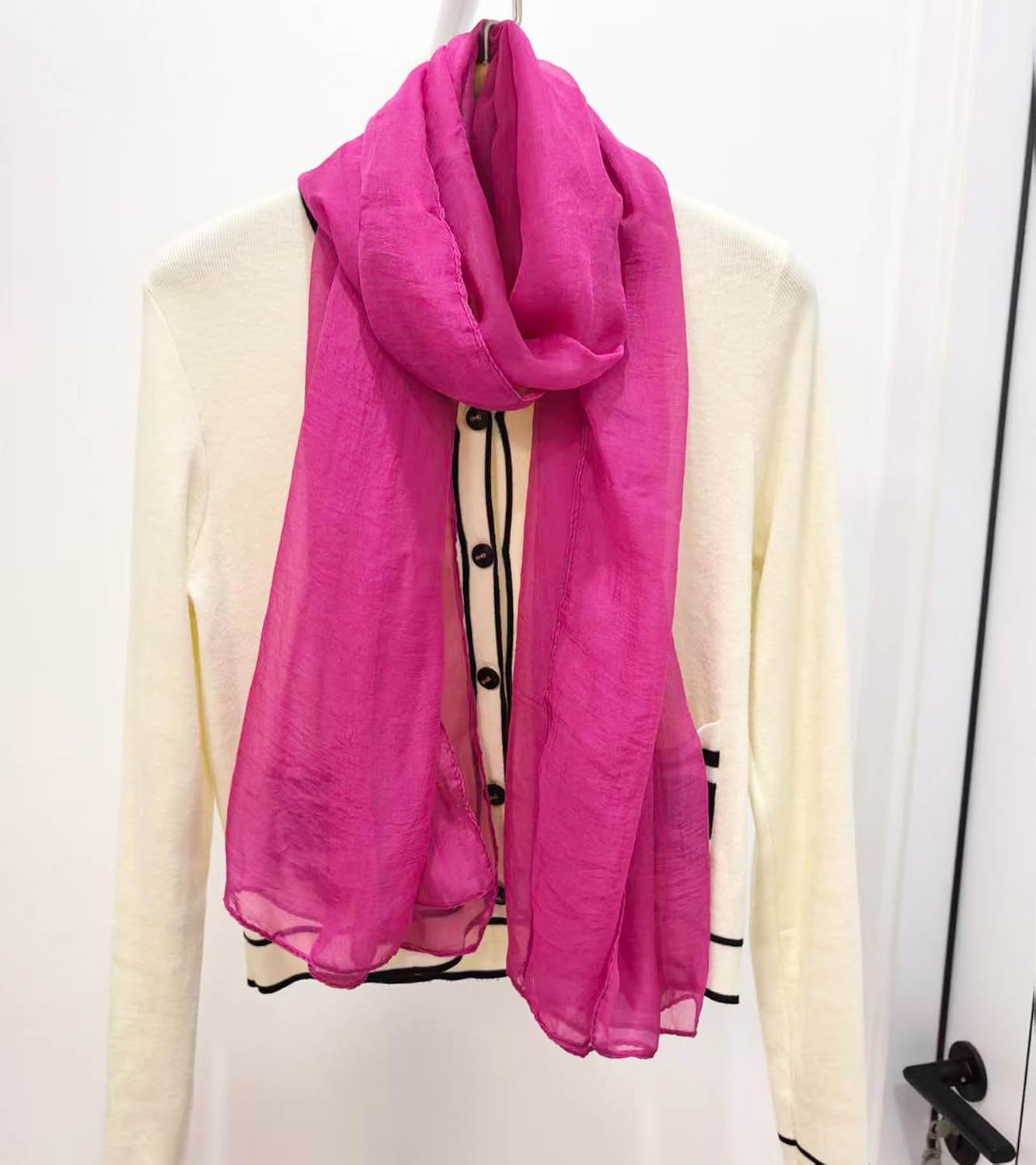 New Solid Color 30d Chiffon Scarf, Fashionable And Oversized Chiffon Beach Towel, Travel Sunscreen Scarf image 3