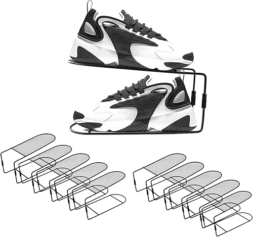 CiBiZi Organizador de ranuras para zapatos, paquete de 10 apiladores de zapatos de metal para un par de zapatos, estante de exhibición de zapatos,