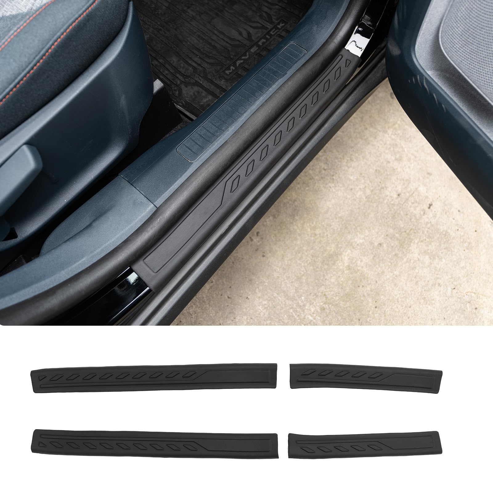 Maxzina Door Sill Protector Compatible with 2022-2025 Ford Maverick Door Step Protector Side Edge Step Guard Car Door Dust Shield Cover 2024 Maverick Exterior Accessories