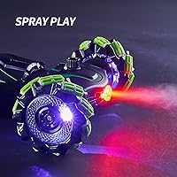 Vista 6 de Auto con sensor de gestos de control remoto 4WD, auto de acrobacias RC controlado a mano, vehículo de doble cara rotación de 360° con luz y aerosol