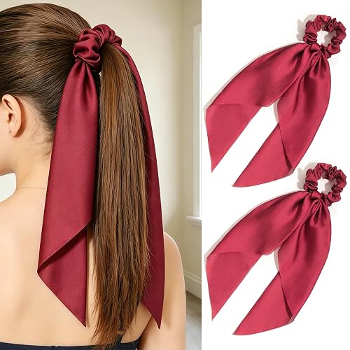 Pack of 2 Knotted Bow Hair Scrunchies Elastic Hair Scarf