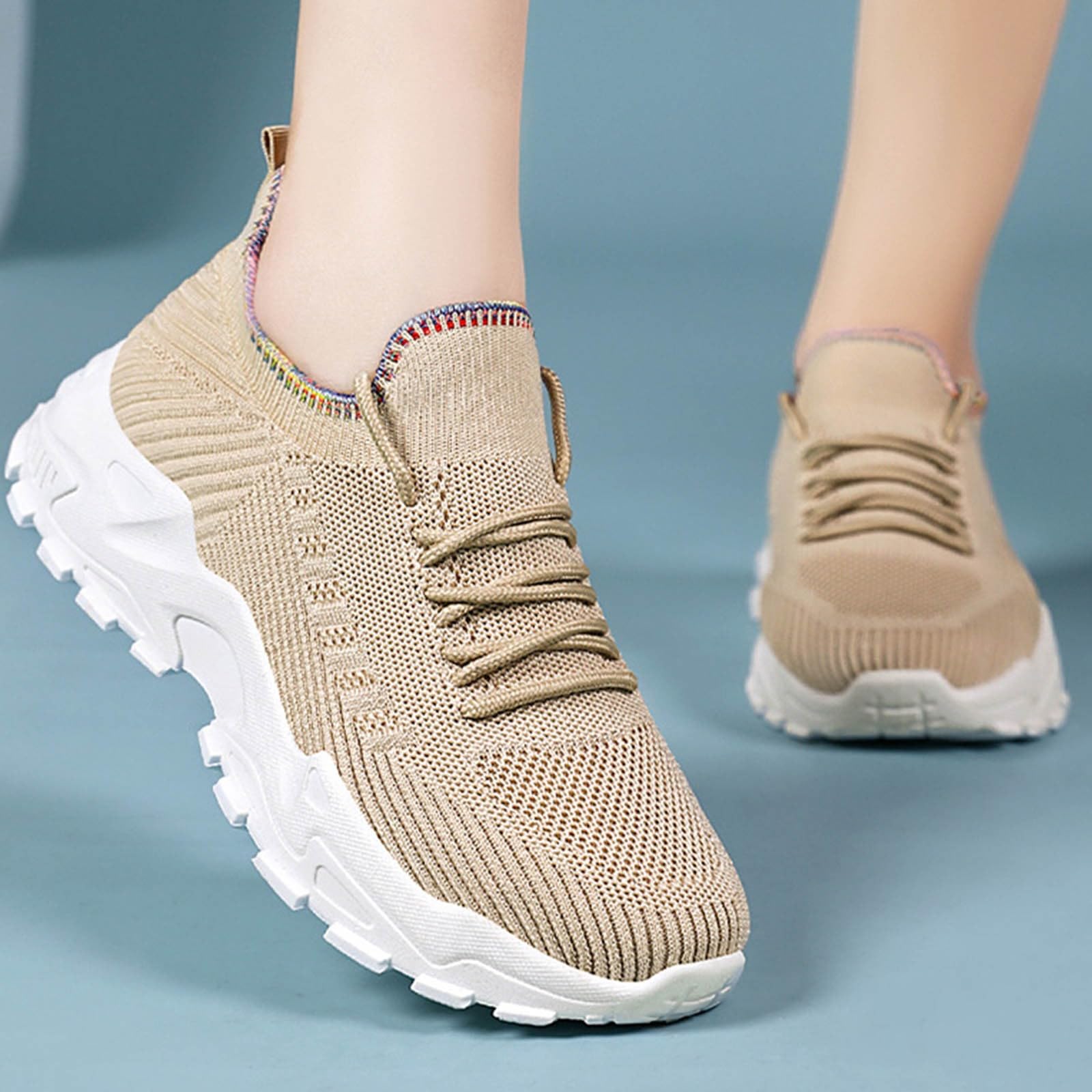 Scarpe Ginnastica Donna Pianta Larga Sneakers Bianche Donna Comode | Calzature Atletica in Tomaia Maglia per Passeggiata Invernale Scarpe Ginnastica Leggerezza Assoluta Pelle Sintetica