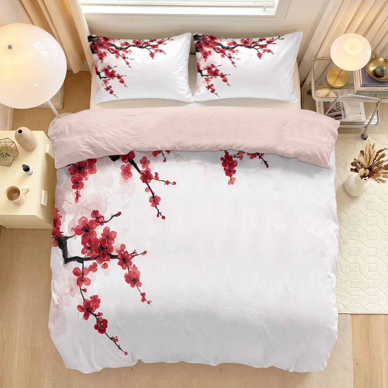 Linge de lit en microfibre floral pour une chambre cocooning rose