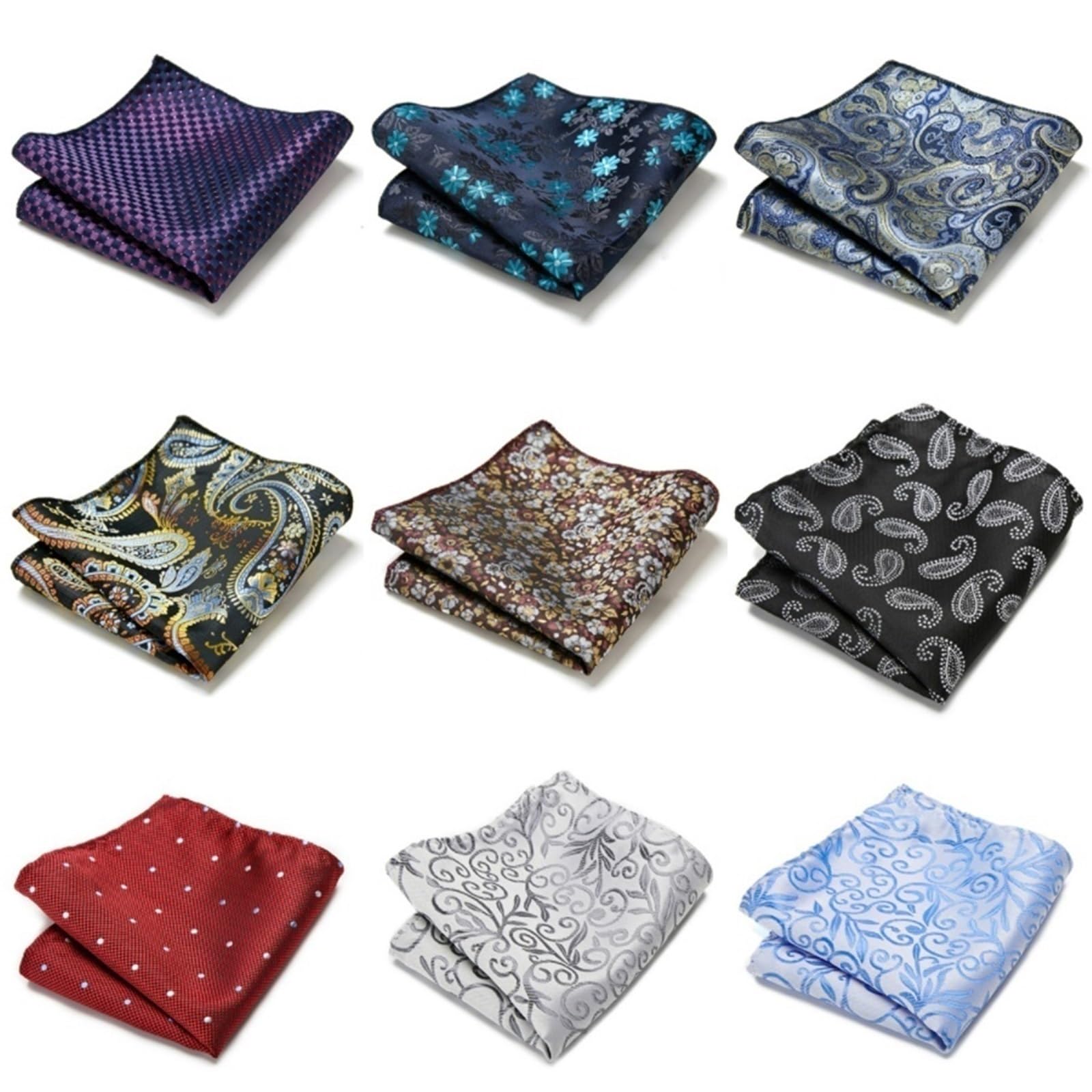 5 pezzi fazzoletto da taschino fatto a mano in seta stampata for abbigliamento maschile per Uomo