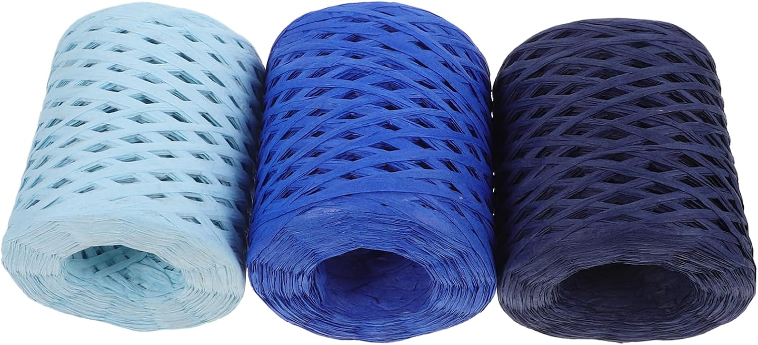 3rolls Elegant Raffia Paper Ropes Versatile Decorative String for Wrapping Craft Projects Xmas Decor