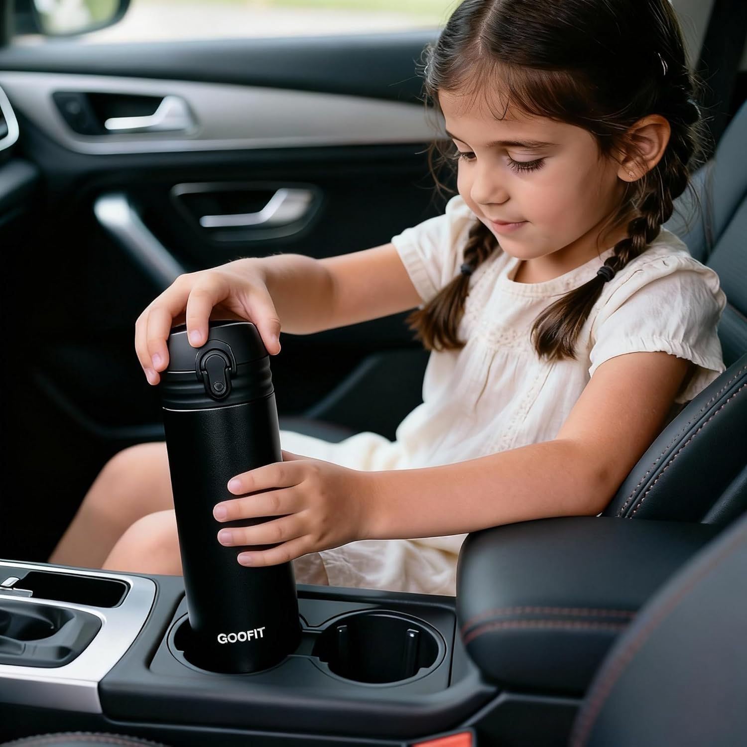 GOOFIT Thermos Double Wall Vacuum Kids Water Bottle,with Snap-On Lid and Locking Ring Insulated Water Bottle BPA Free Suitable for Schools and Travel 16 Oz Black - Image 7