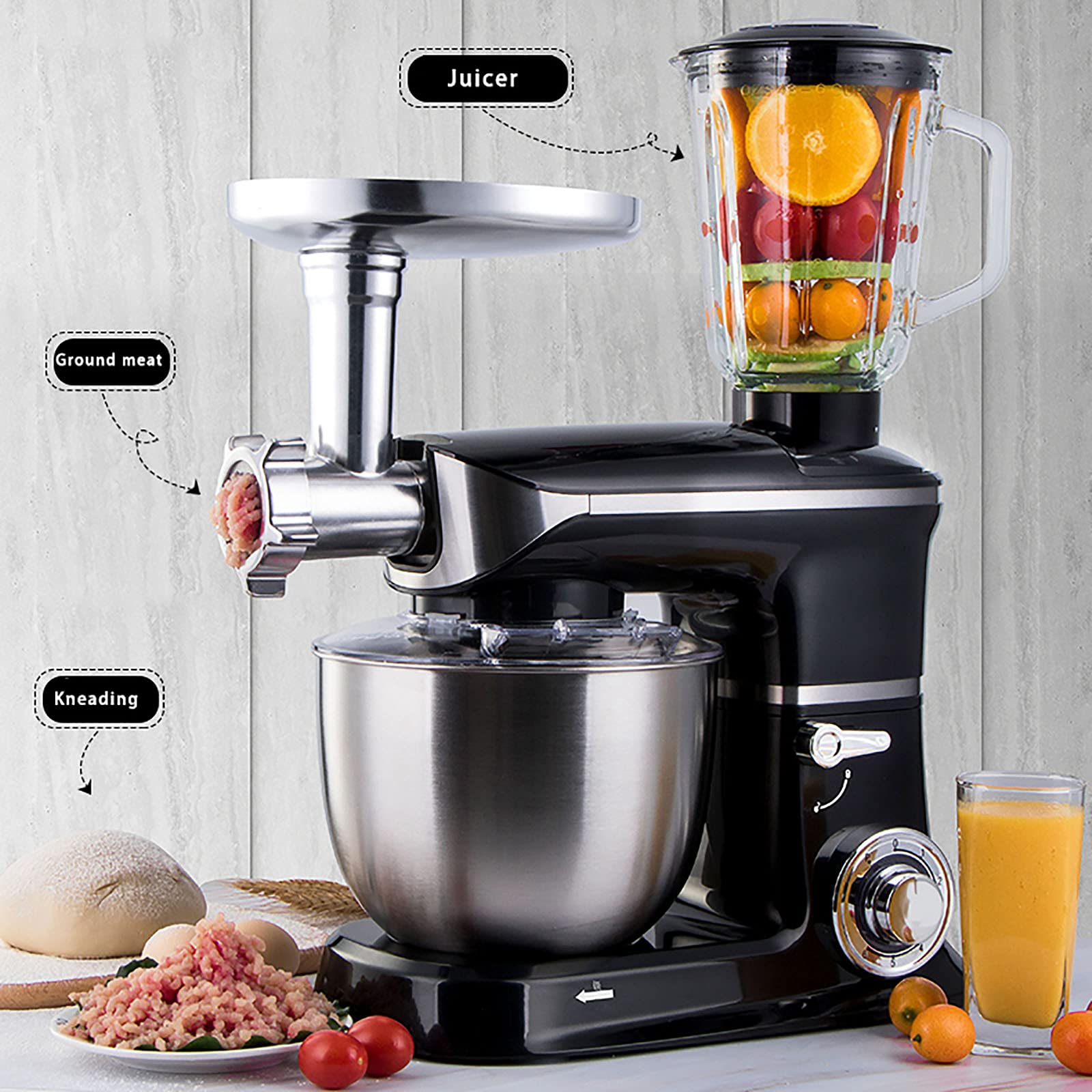 Impastatrice planetaria generica da 5 litri - Impastatrice elettrica multifunzione con frullatore, tritacarne, spremiagrumi, impastatrice, sbattitore per uova e altro ancora