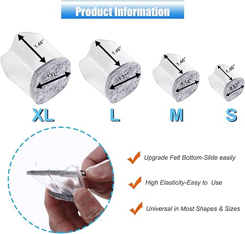 Miniatura 4 de Almohadillas de muebles mejoradas para suelos de madera dura, protectores de suelo de silicona para patas de silla, almohadillas de fieltro para