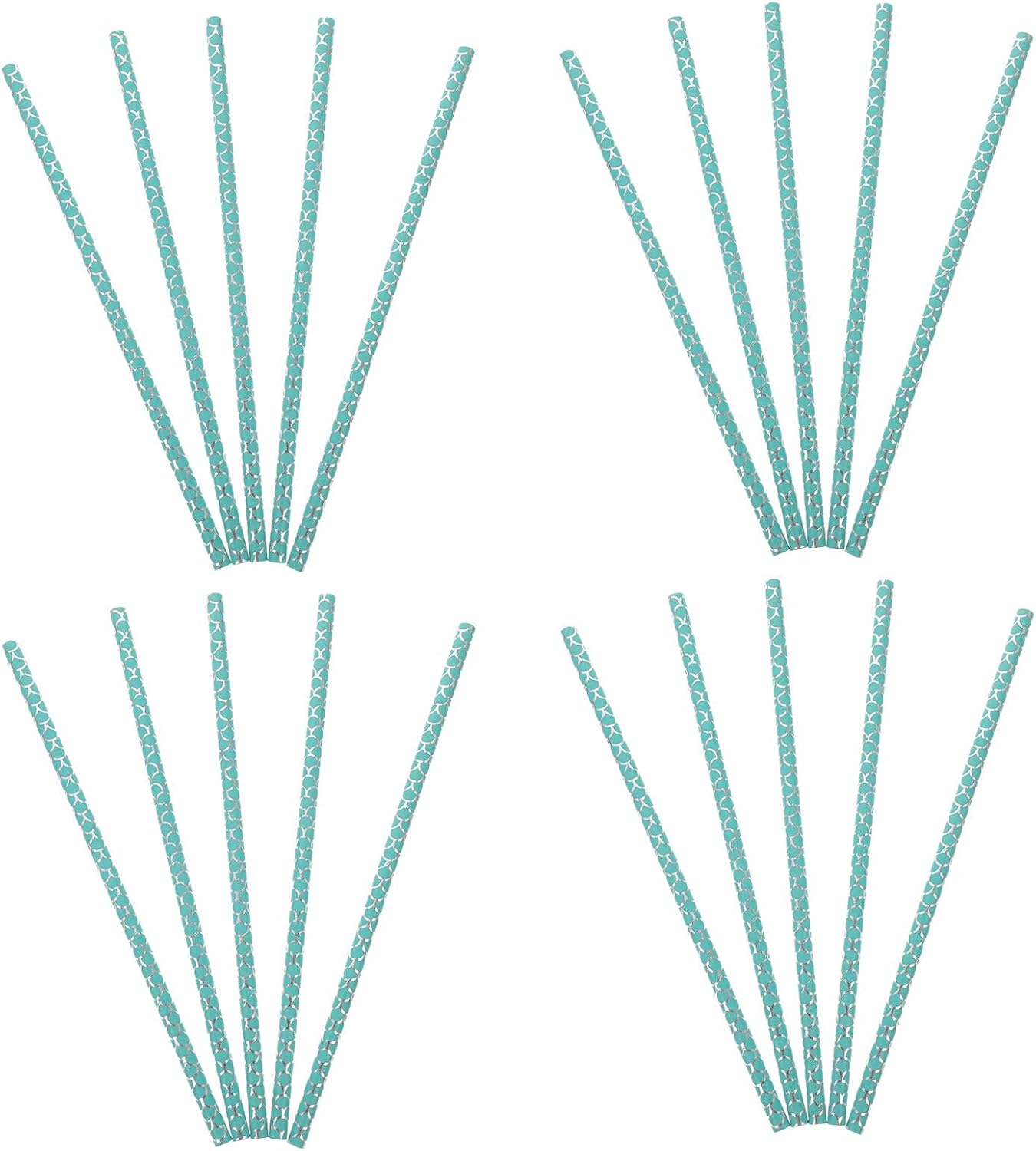 Decorative Disposable Drinking Paper Straws 100pcs Party Juice Cocktail Straws Biodegradable Light Blue Mermaid Tail Summer Drinkware