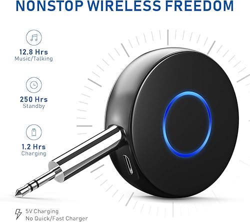 Miniatura 2 de SONRU Adaptador Bluetooth Aux para Coche, Receptor de Audio Inalámbrico, Kit Portátil de Manos Libres con RCA AUX 3.5mm para Sistema de Sonido