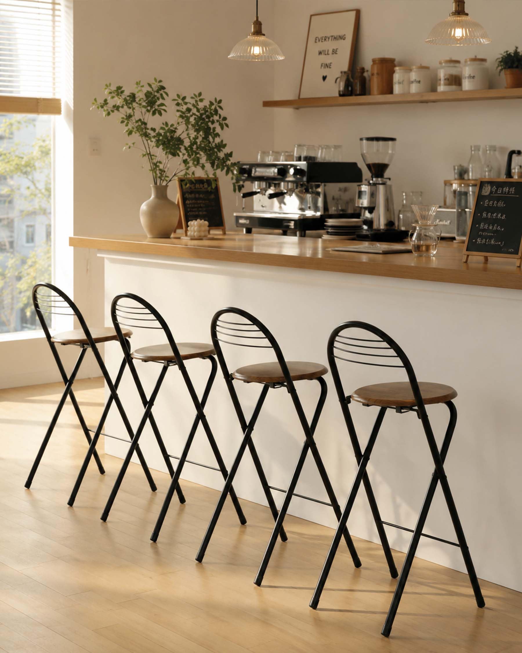 Tabouret de Bar Lot de 2 Pliant avec Dossier Chaise Haute Bar 61cm