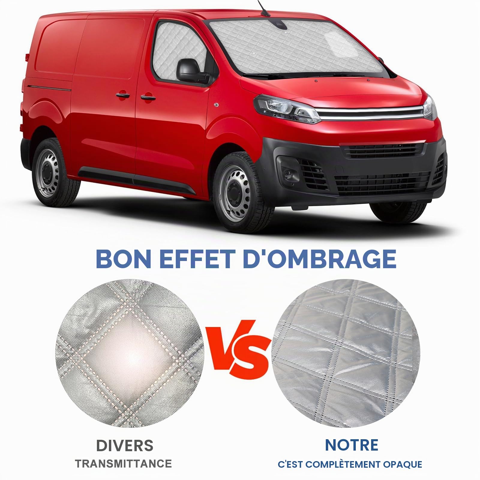 Pare-Soleil de Pare-Brise de Voiture Compatible avec 2016-2025 Citroen Jumpy 2019-2025 Opel Vivaro 2022-2025 Fiat Scudo, Lot de 3 Pliables Pare-Soleil pour Intérieur de Voiture
