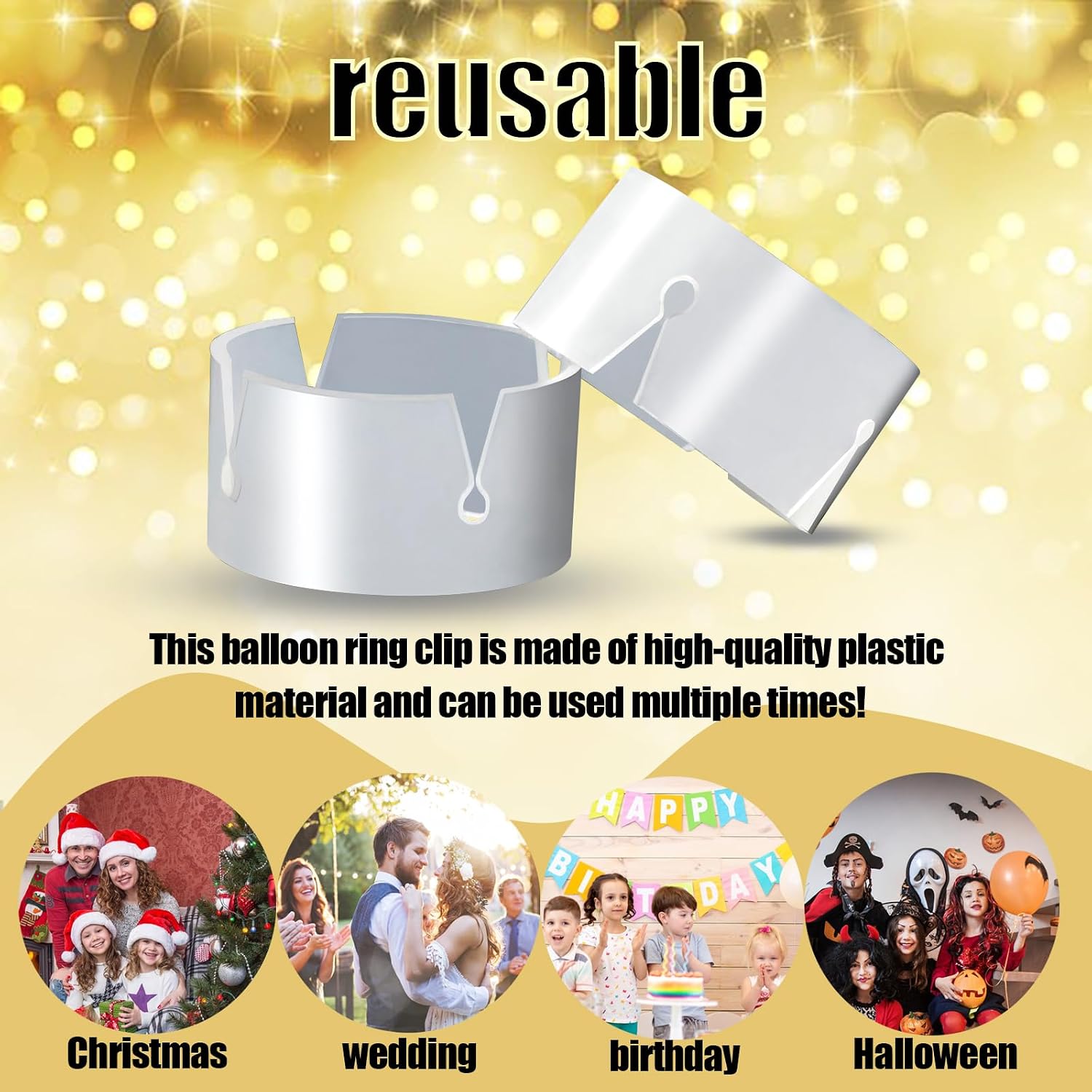 100pcs Ring Clips for Balloon Stand/Columns/Arches/Tower, Plastic Ties for Arch, Party Supplies Small Tools for Birthday/Wedding/Christmas/Halloween Decor image 4