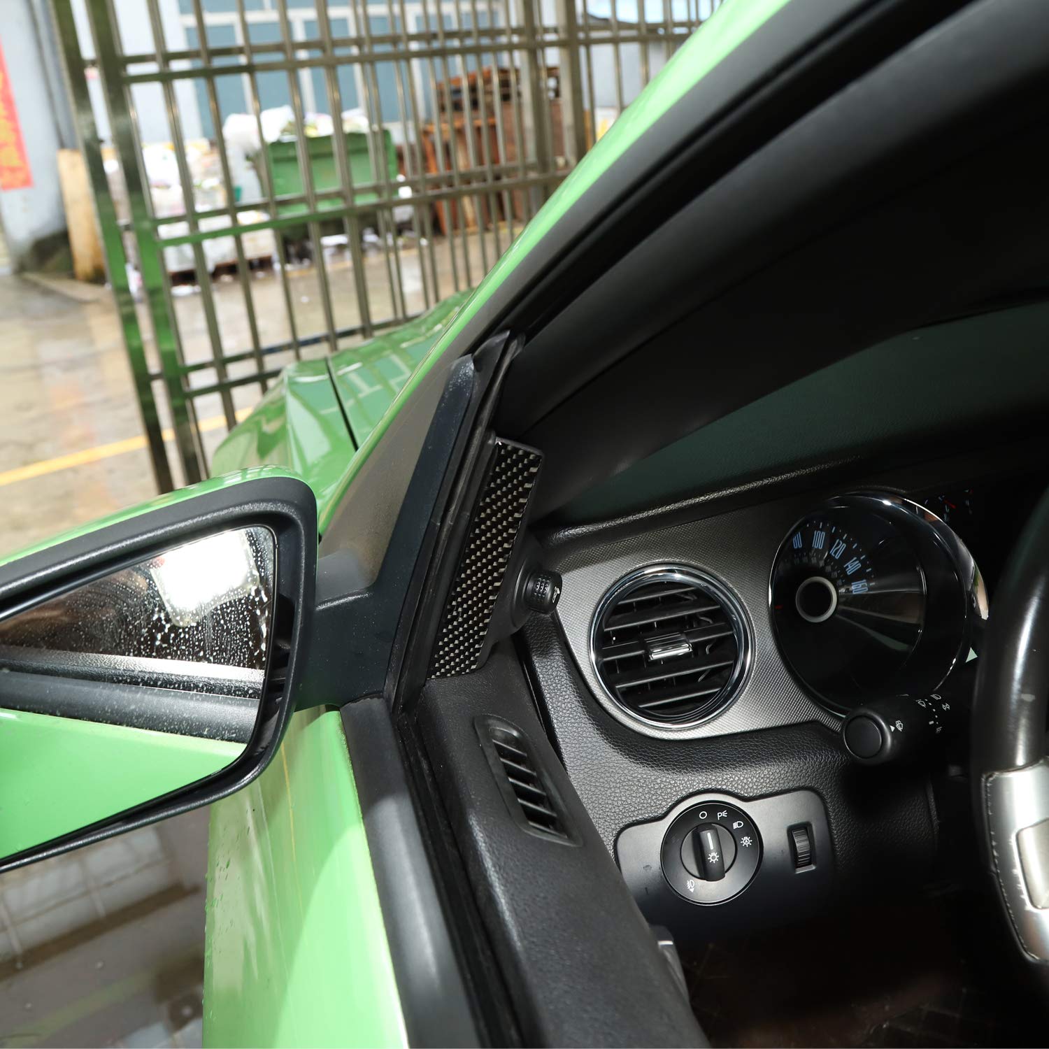 CheroCar for Mustang A-Pillar Decorative Stickers for Ford Mustang Interior Decoration Accessories 2009-2013, (Carbon Fiber)