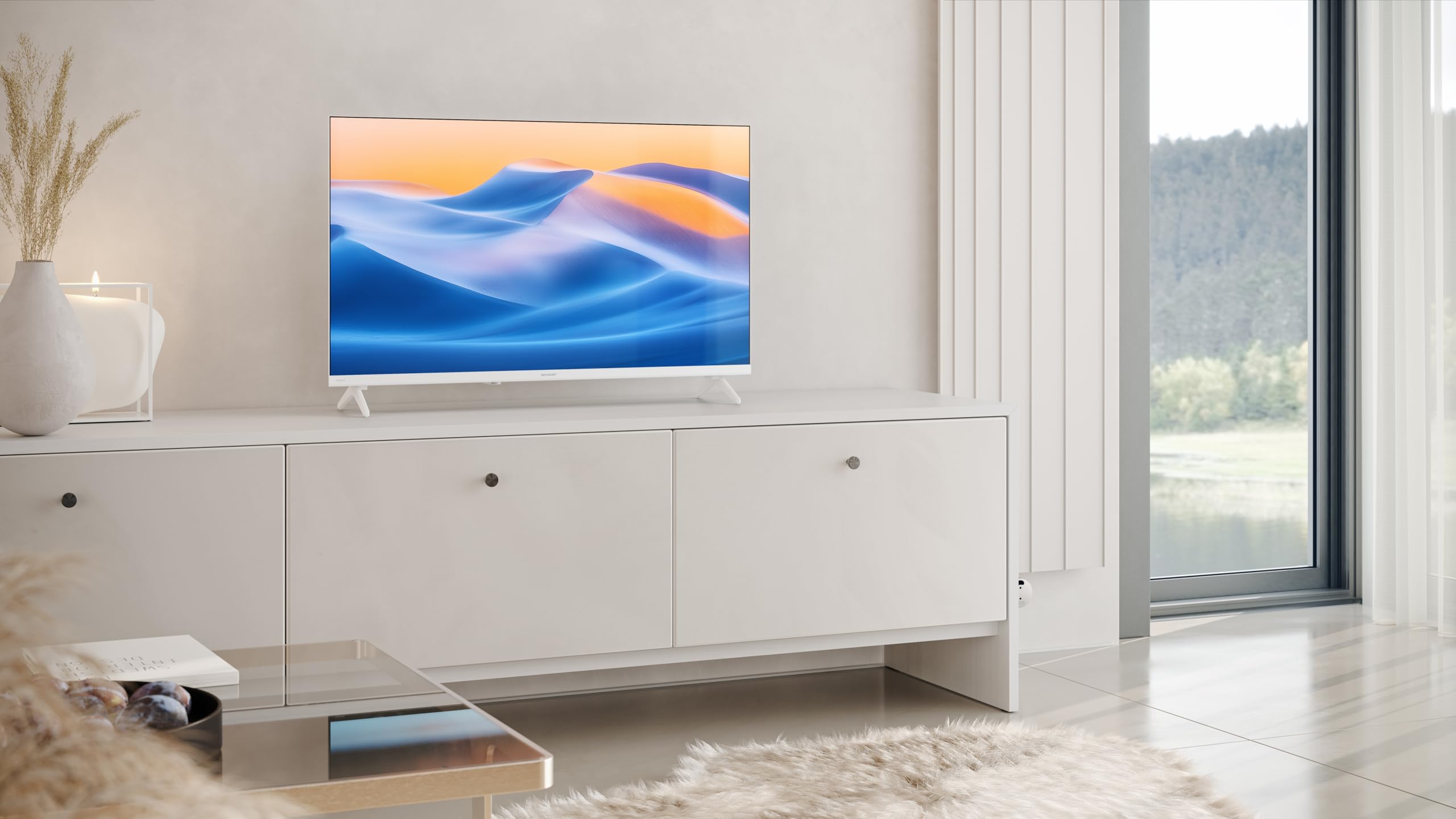 Sharp 32HF2365EW - GOOGLE TV, 32" HD,FRAMELESS,60Hz, Sonido 2x3W,HDMIx3,USBx2,USB, Colore bianco