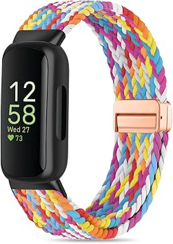 Elastic Magnetic Braided Compatible with Fitbit Inspire 3/Fitbit Inspire 2 Bands, Nylon Stretchy Sport Strap Replacement Wristband for Inspire 3/2 Women Men