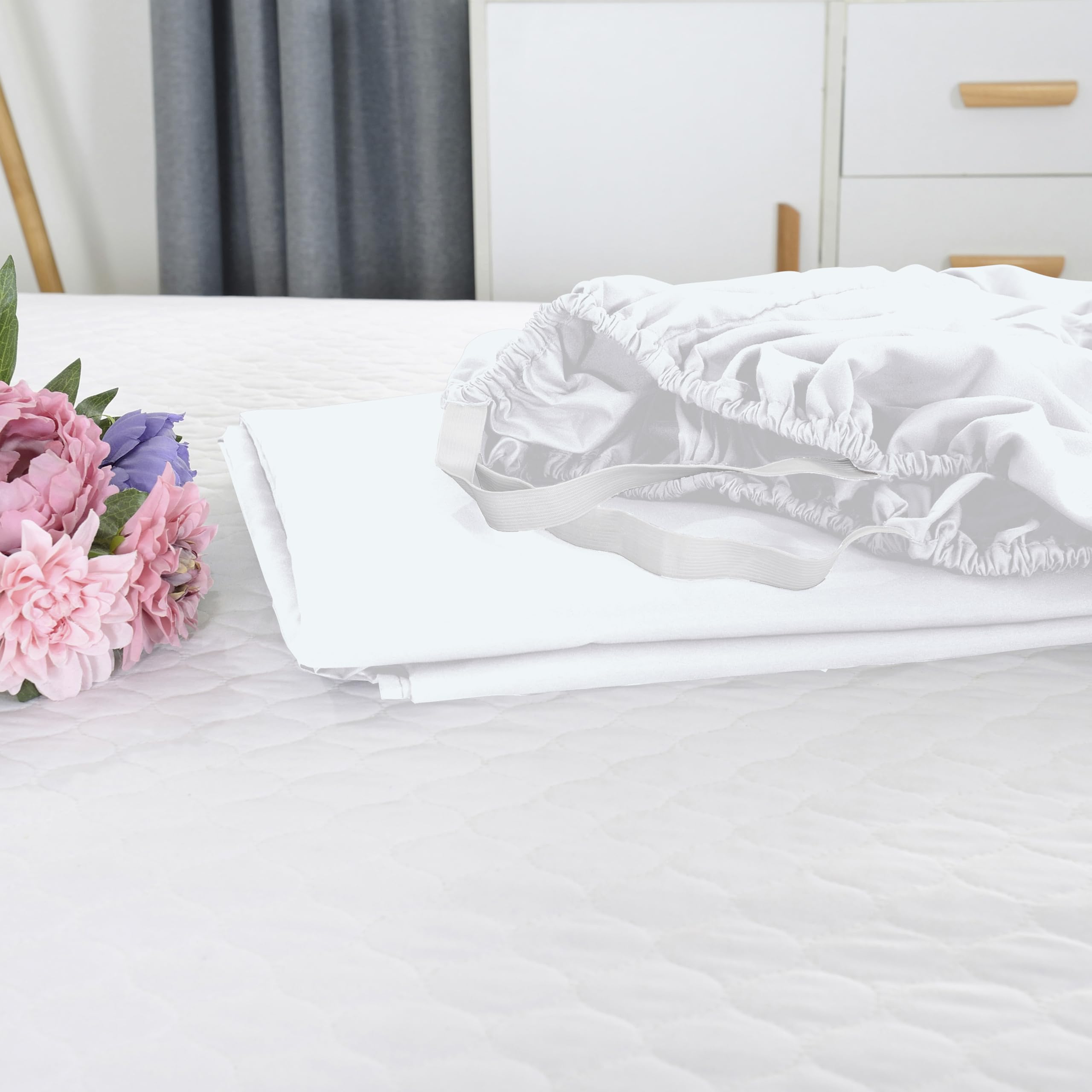 Elegant Comfort 1500 Spannbettlaken für Einzelbett, 45,7-53,3 cm tief, extra tief, luxuriös und weichste, intelligente Tasche, knitterfrei, Queen-Size-Bett, Weiß
