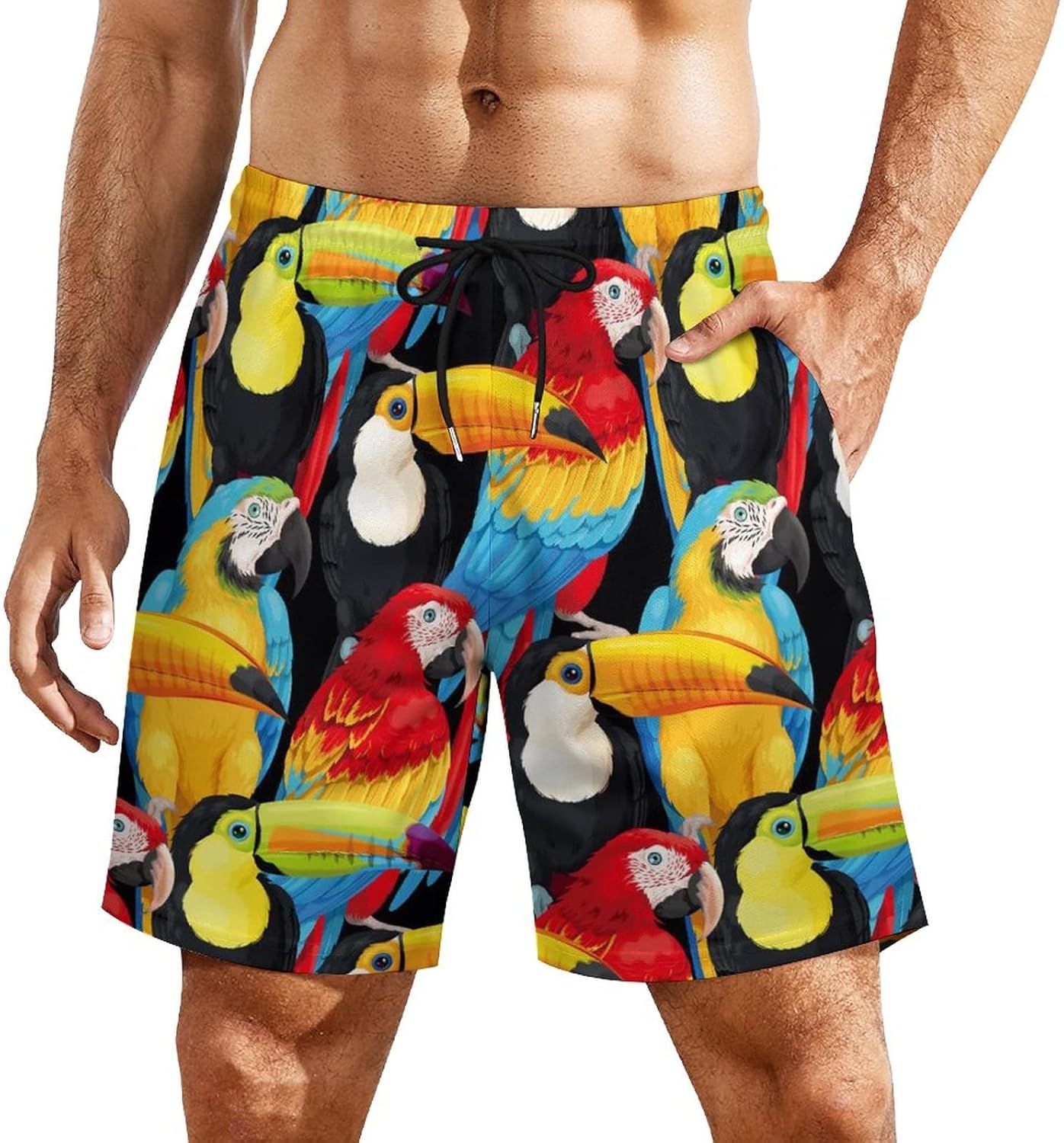 Macaws and Toucans Men's Swim Trunks with Compression Liner