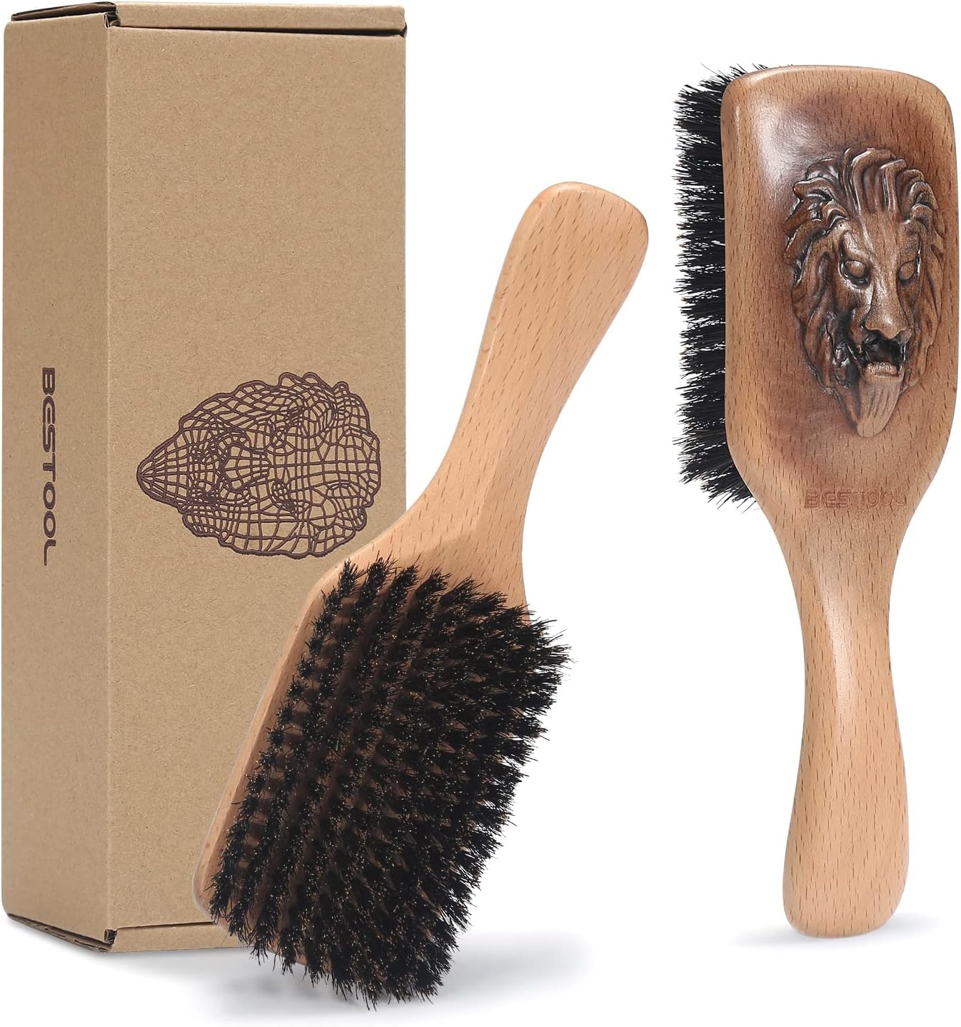 Brosse à Cheveux en Poils de Sanglier - Démêlante Incurvée et Ventilée pour Femmes, Cheveux Longs, Épais, Fins, Bouclés et Emmêlés (Dorée