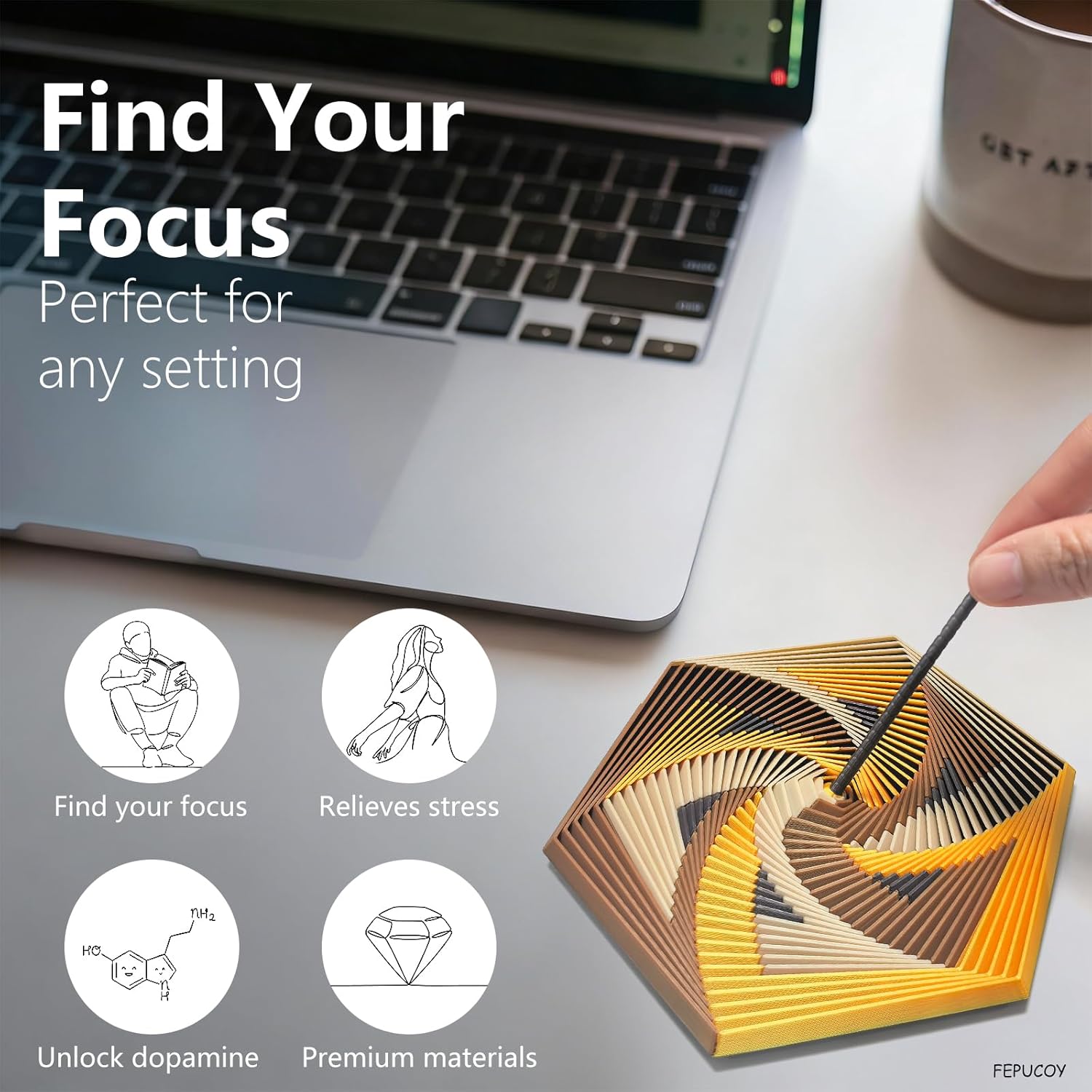 6.2" Large 3D Printed Fidget Star Toy, Transformable Finger Toy with Detachable Handle for Adults & Teens, Color Gradient Office Desk Decor for Stress Relief & ADHD Focus Gift ( Yellow)