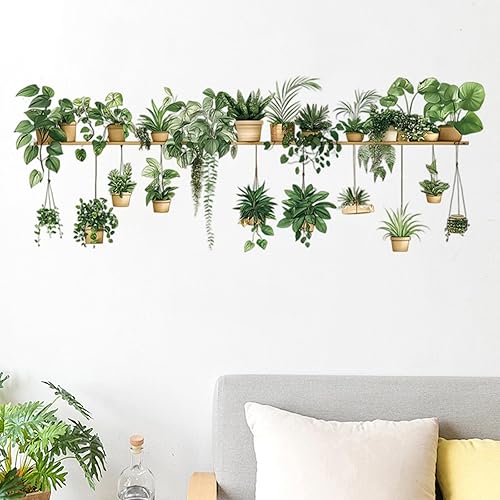 milaosk Stickers Muraux Plante Vertes Panier Autocollant Mural Décoratif Auto-adhésif
