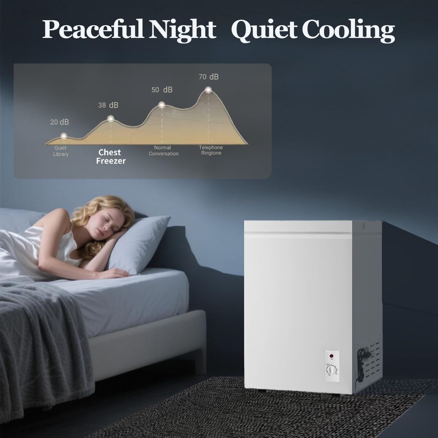 Chest Freezer 3.5 Cu.Ft Deep Freezer with Removable Basket, 7-Level Adjustable Thermostat, Fast Cooling Freestanding Top Open Door, White