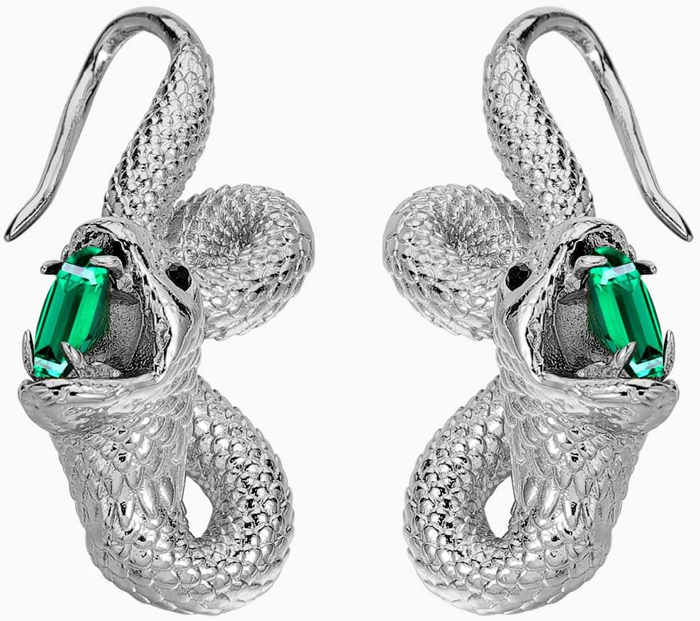 Crystal Snake Stud Earrings,Golden Fashion Earrings For Women Cubic Zirconia Snake Earrings Trendy Jewelry Gifts one of a kind earrings with tsavorites and matte yellow gold serpents's skin texture