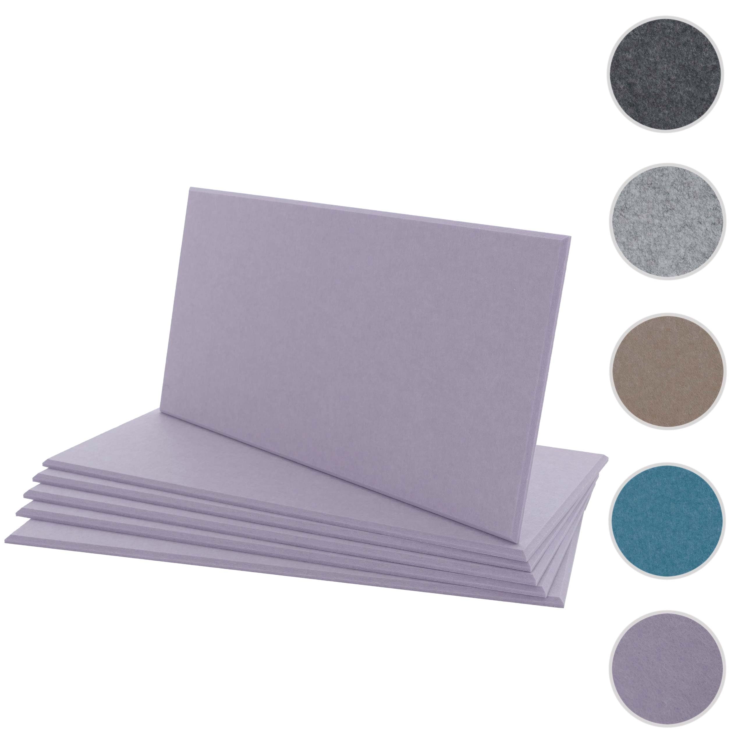 Mendler Zestaw 6 paneli ściennych akustycznych HWC-L52, panele ścienne, płyty akustyczne, izolacja 1 m², powierzchnia 60 x 30 cm, kolor liliowy