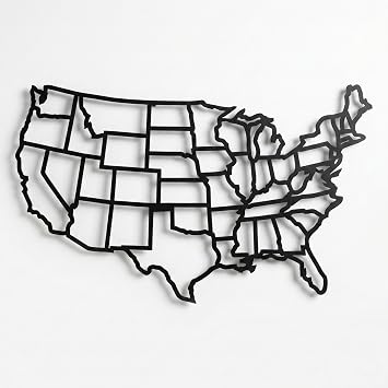 DEKADRON Metal USA Map Wall Art, States of America Map, Metal World Map, Steel Art, Interior Decoration, Metal Wall Art 40" W x 24" H / 101x61 cm