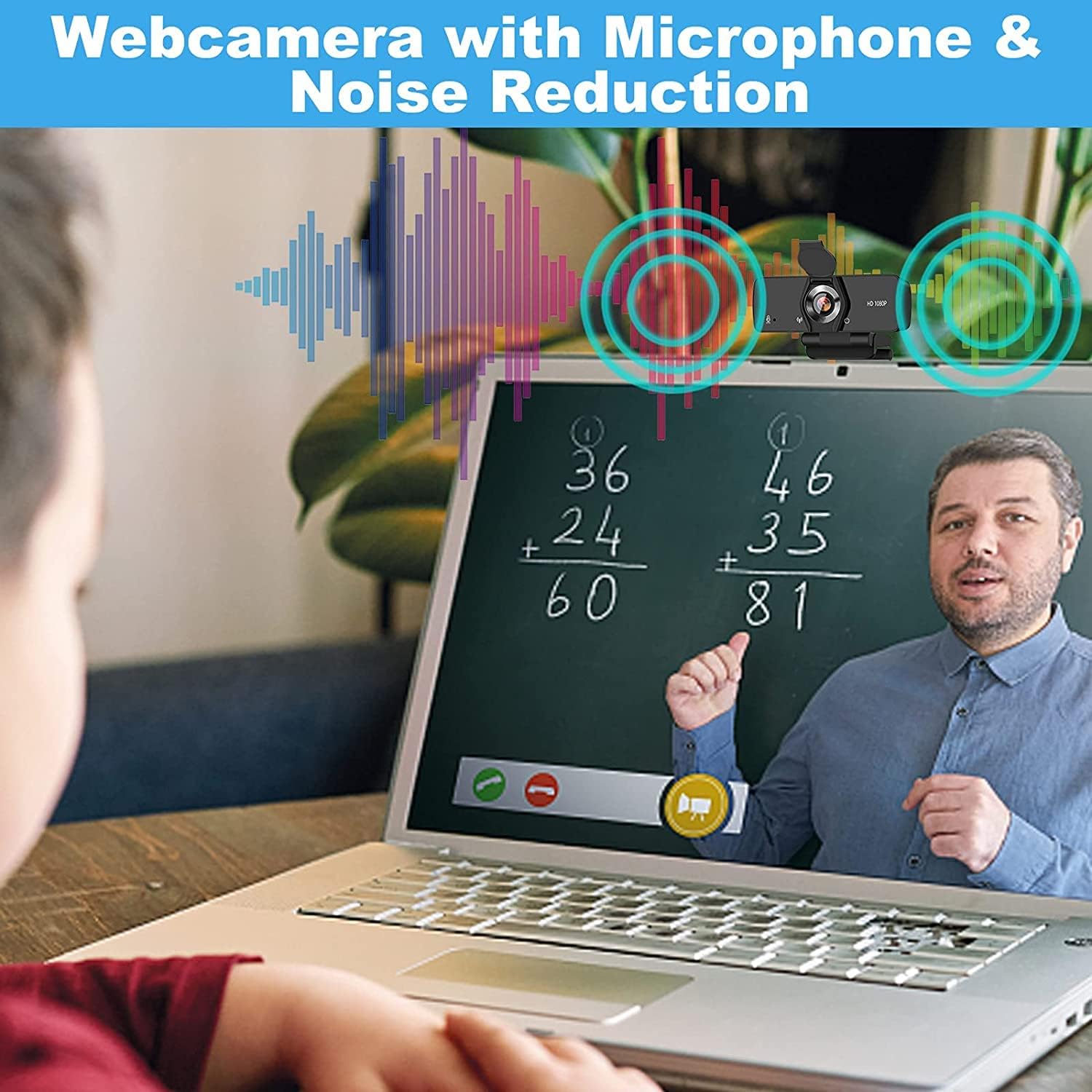 Burxoe Webcam with Microphone, 1080P HD Streaming Web Camera for Desktop Computer, PC USB Camera 110-Degree with Privacy Cover Tripod Mic for Video